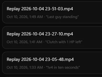 The history: finished Shorts listed by replay, each with its title