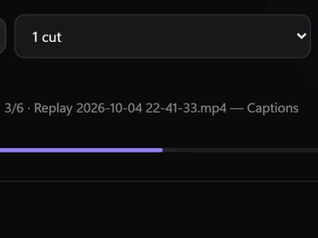 A run in progress: replay 3 of 6 at the Captions step, with its progress bar