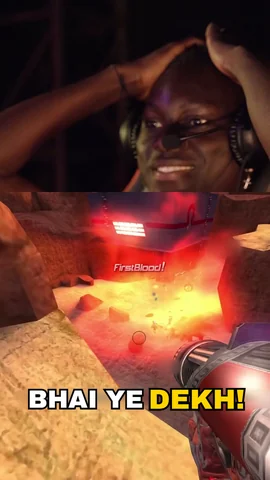 A finished Short: the streamer's reaction on top, gameplay below, with the caption 'Bhai ye dekh!'